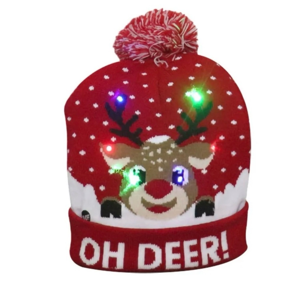 Festive Red Reindeer Kids Beanie